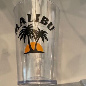 🦩NWOT 6 Malibu Rum Tumbler Set of 6 with Black Palm Trees and Orange Sunset🦩